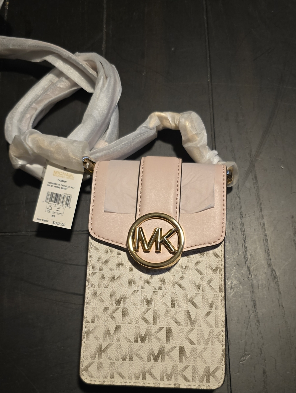 NWT Powder Blush Multi MK Logo Carmen Crossbody Phone Bag